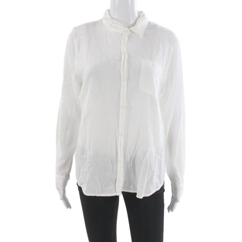Lacausa Women Basic Collared Button-Up Cotton Long Sleeve Shirt Size S